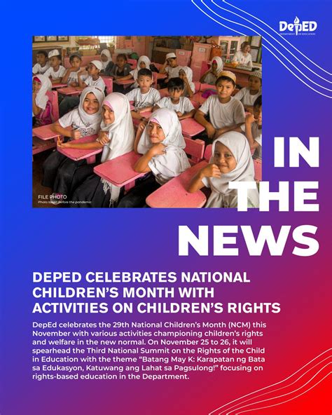 DepEd celebrates National Children’s Month with activities on .
